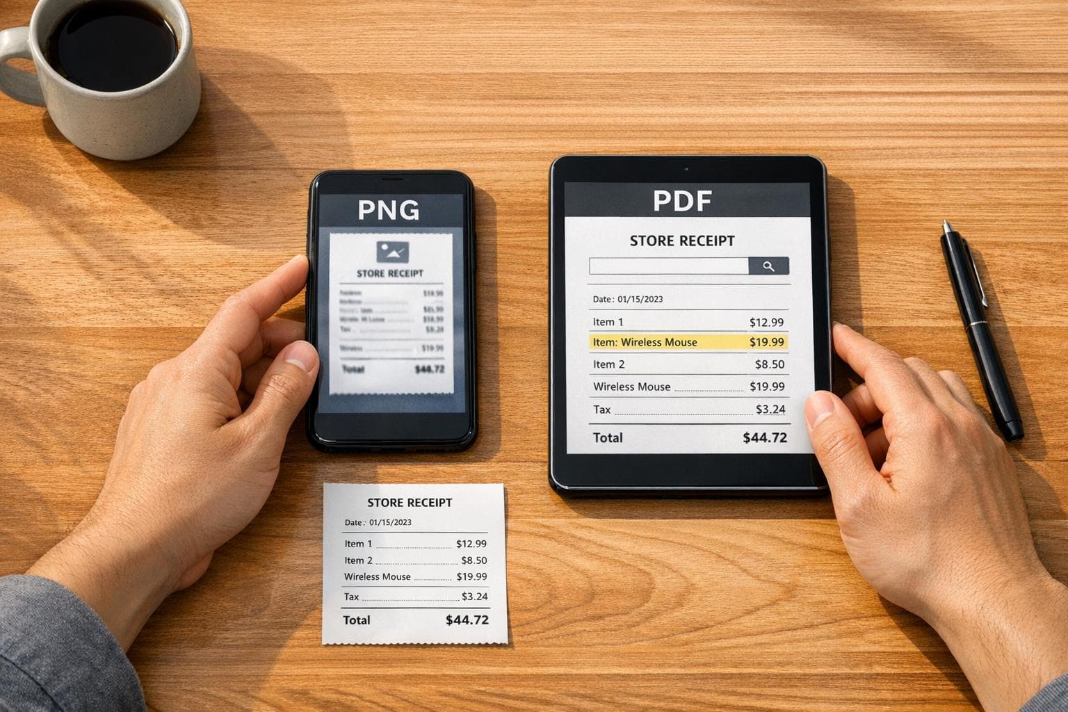 PNG vs PDF Receipts: Best Format for Your Needs