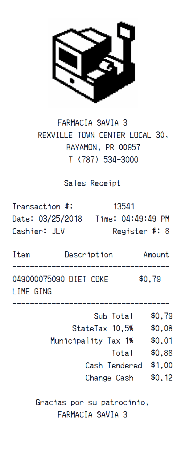 Farmacia Savia receipt example