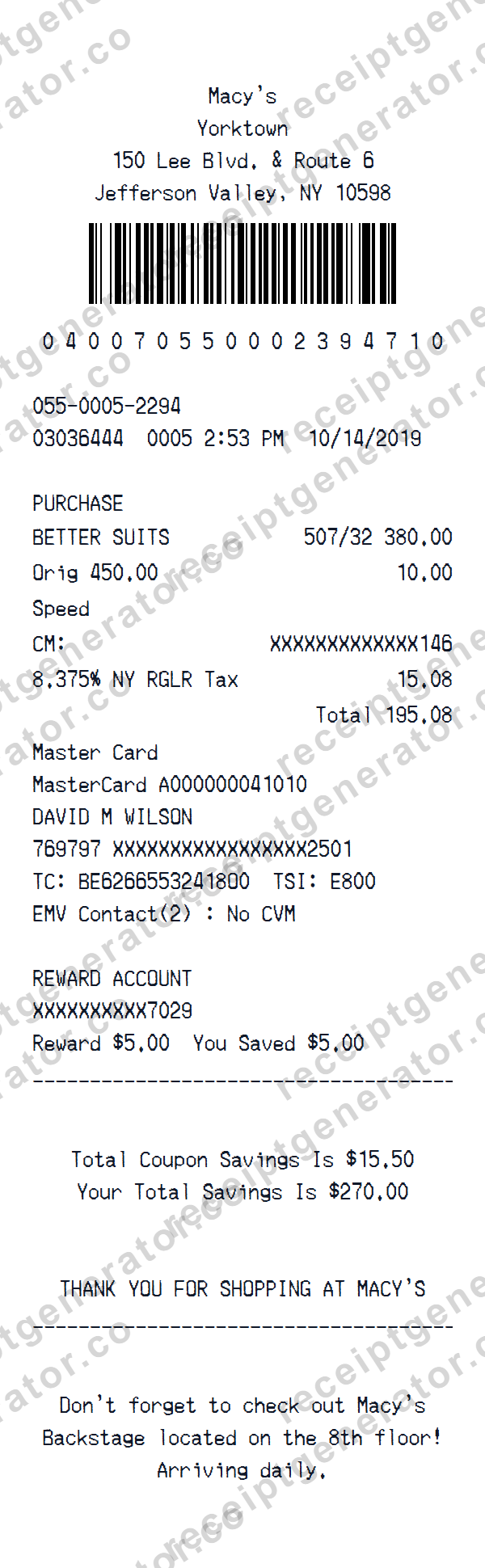 Macy’s Receipt Template Preview of the editable Macy’s receipt template starting layout