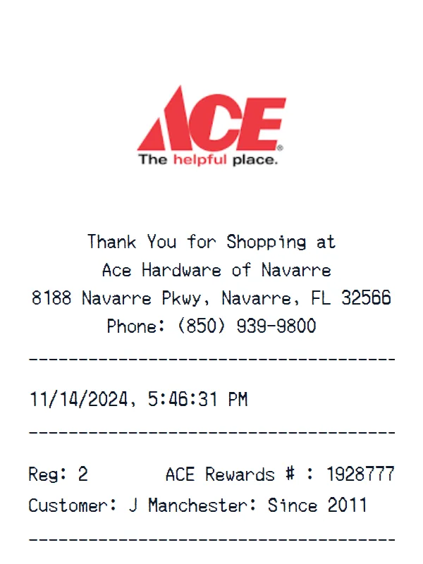 Ace Receipt receipt example