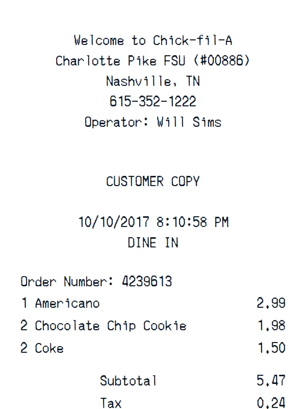 Chick-fil-A receipt template — free Chick-fil-A receipt generator
