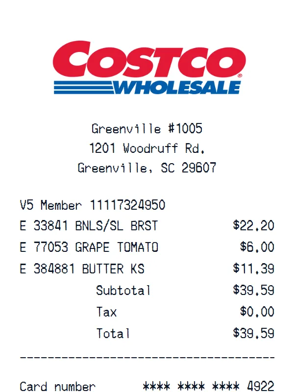Costco receipt template — free Costco receipt generator
