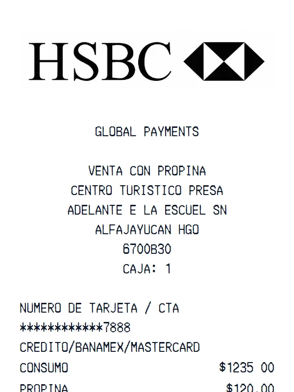 HSBC Receipt receipt example