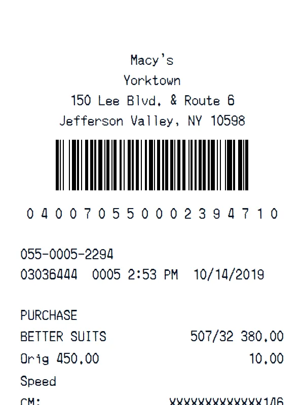 Macy’s Receipt receipt example