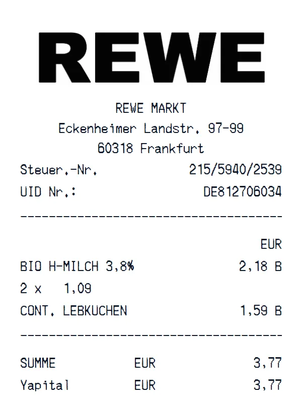 REWE Receipt receipt example