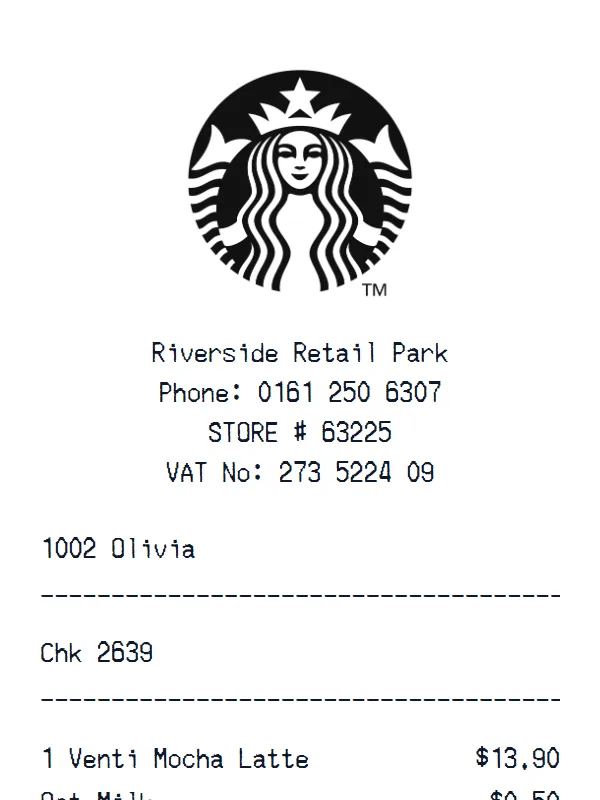 Starbucks receipt template — free Starbucks receipt generator