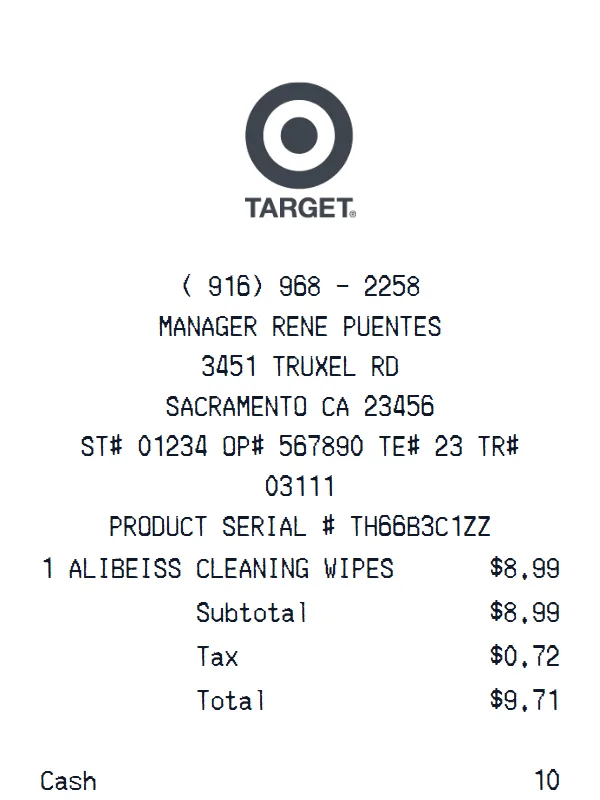 Target receipt template — free Target receipt generator