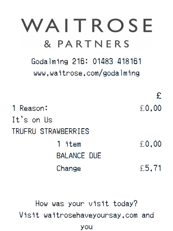 Waitrose & Partners Receipt receipt example
