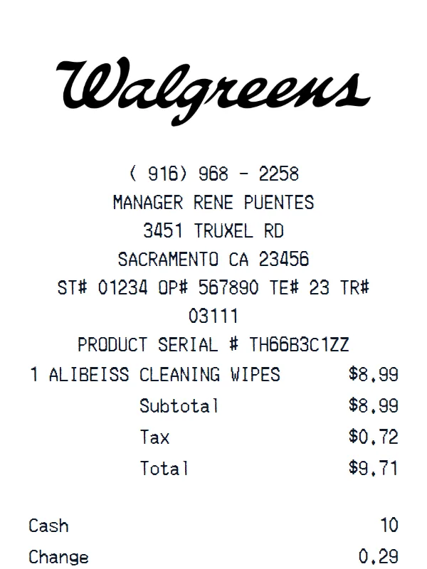 Walgreens receipt template — free Walgreens receipt generator