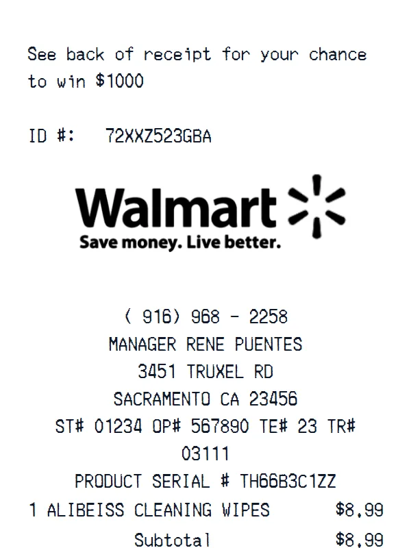 Walmart receipt template — free Walmart receipt generator