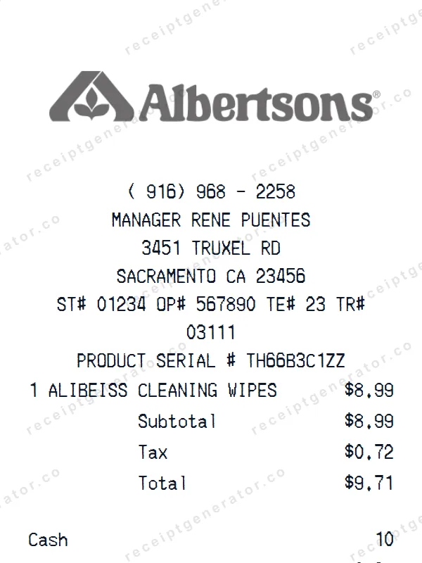 Albertsons receipt template — free Albertsons receipt generator