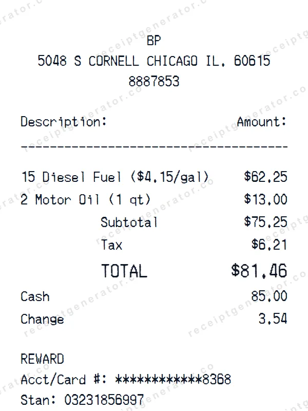 BP receipt template — free BP receipt generator