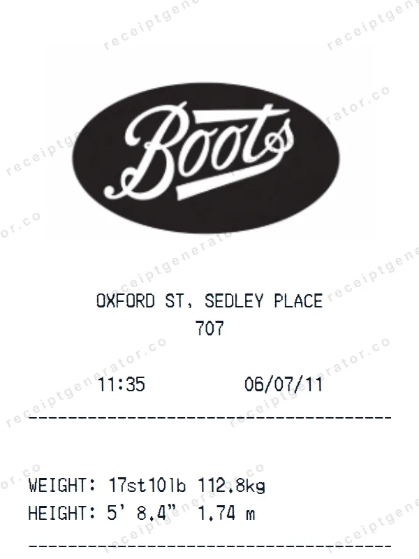 Boots receipt template — free Boots receipt generator