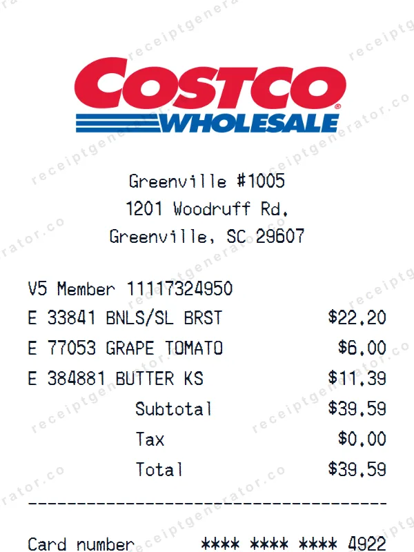 Costco receipt template — free Costco receipt generator