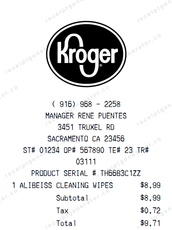 Kroger receipt template — free Kroger receipt generator