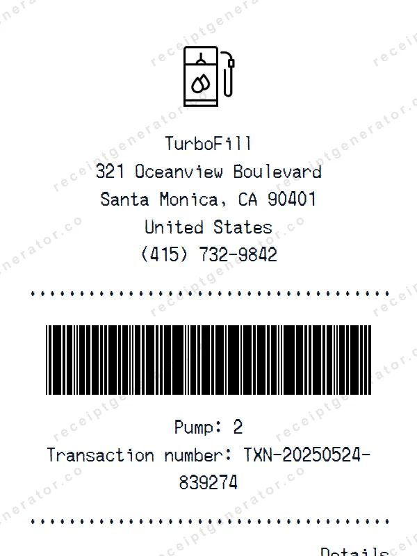 Petrol receipt template — free Petrol receipt generator