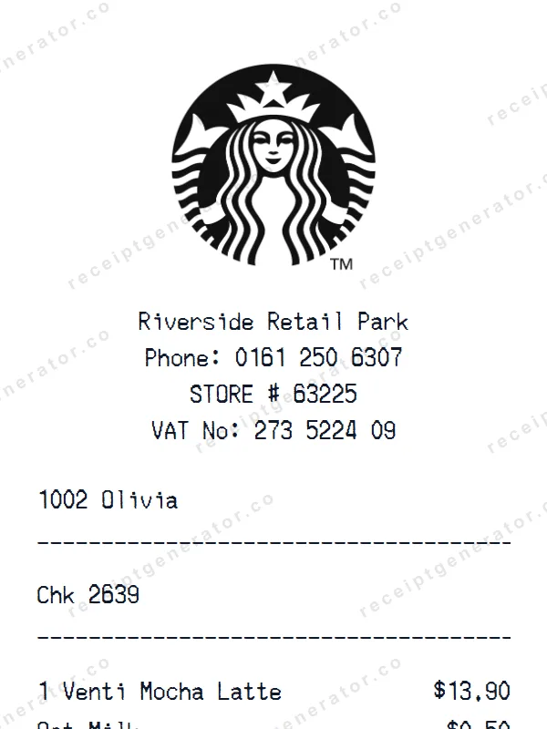 Starbucks receipt template — free Starbucks receipt generator