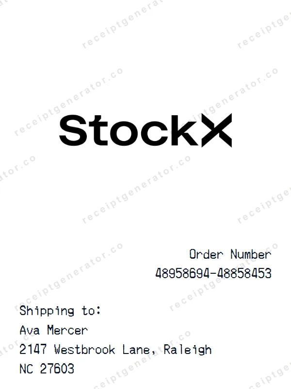 StockX receipt template — free StockX receipt generator