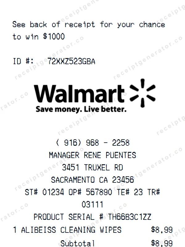 Walmart receipt template — free Walmart receipt generator