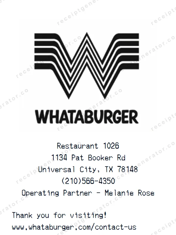 Whataburger receipt template — free Whataburger receipt generator